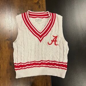 USCAPE Alabama Crimson Tide‎ Women's Sweater Vest Grey Red Cable knit